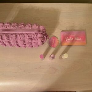 New Ulta Beauty Lavender Textured Cosmetic Bag & Makeup Set
